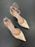 Ladies Elegant Pearl Decor Bow Pointy Toe Heel